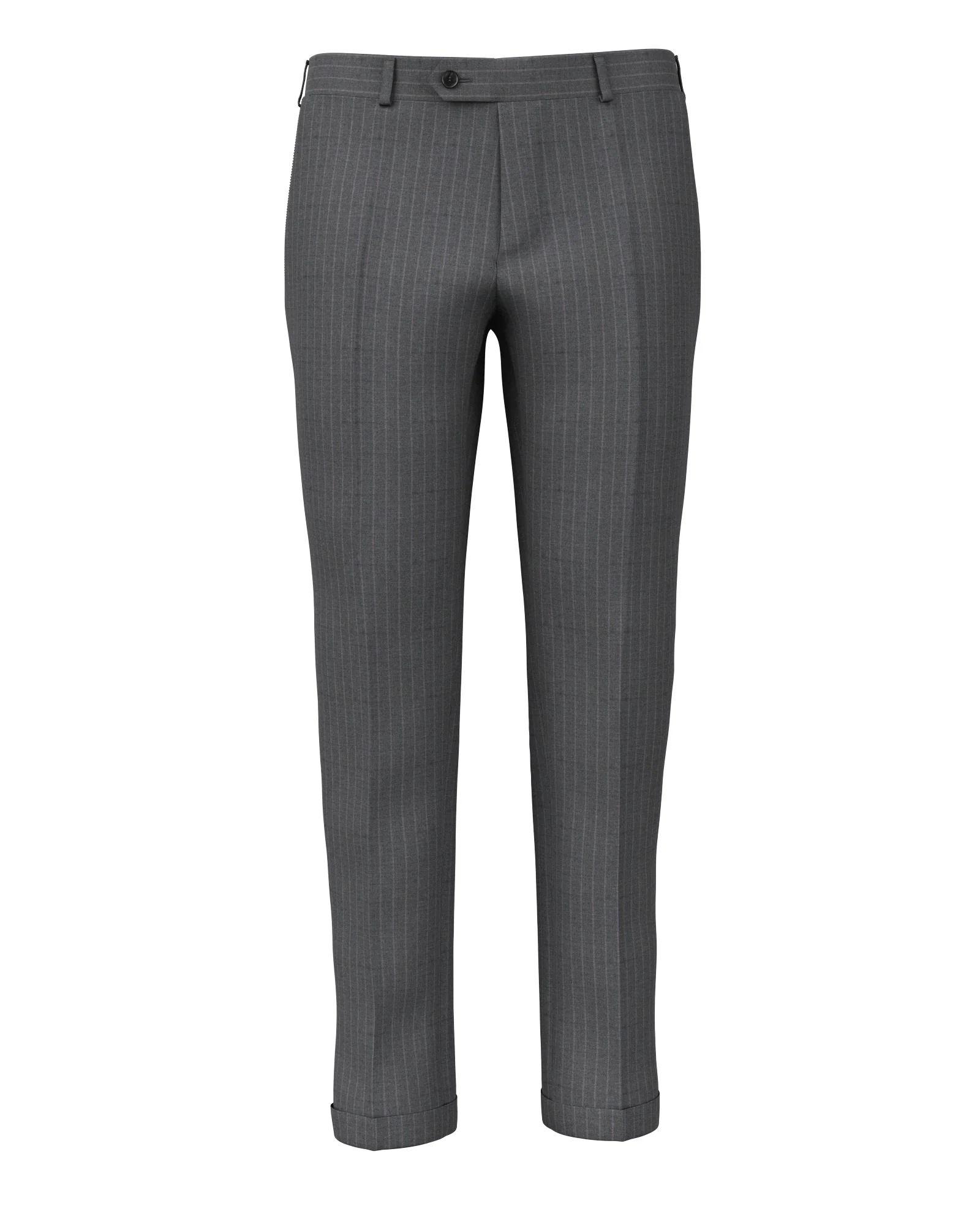 Pantaloni in lana gessati grigio e lilla