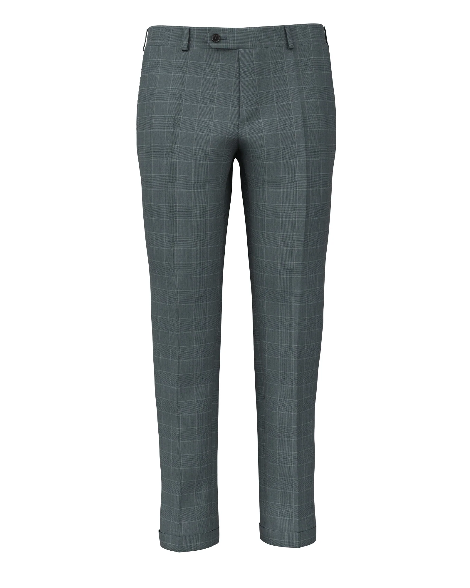 Pantaloni in lana-seta Principe di Galles grigio