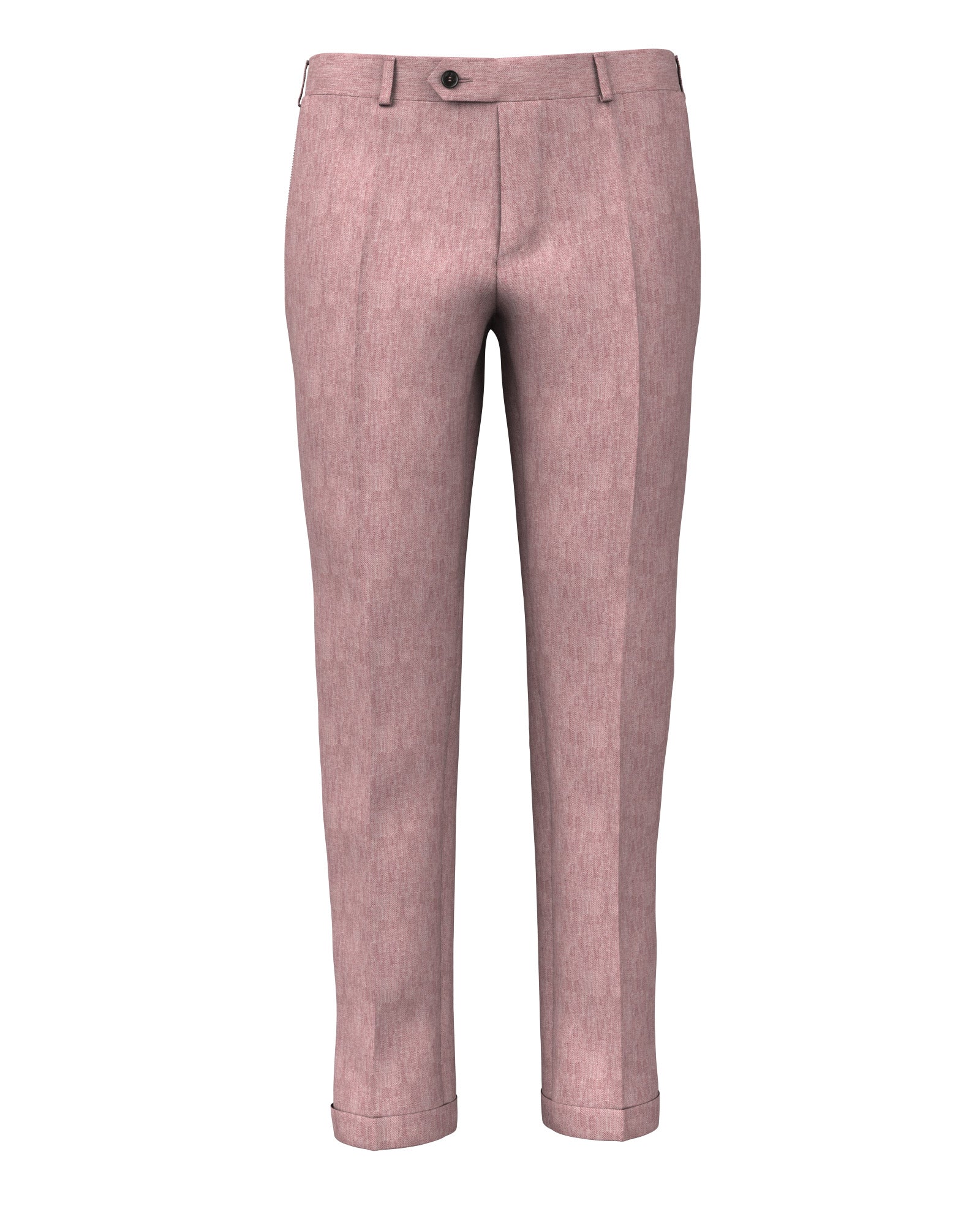 Pantaloni in lino con fantasia resca rosa