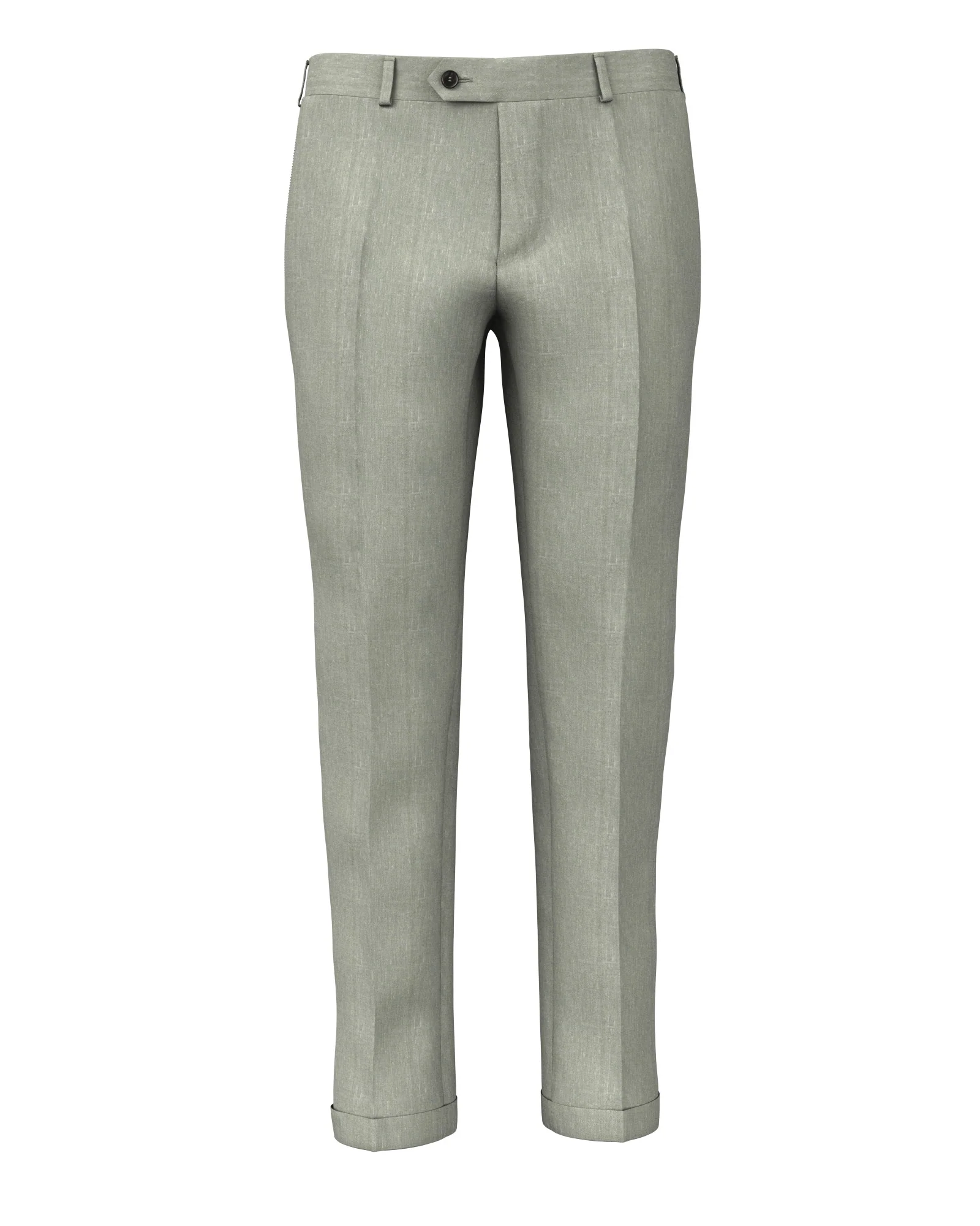Pantaloni in lino lana verde effetto denim