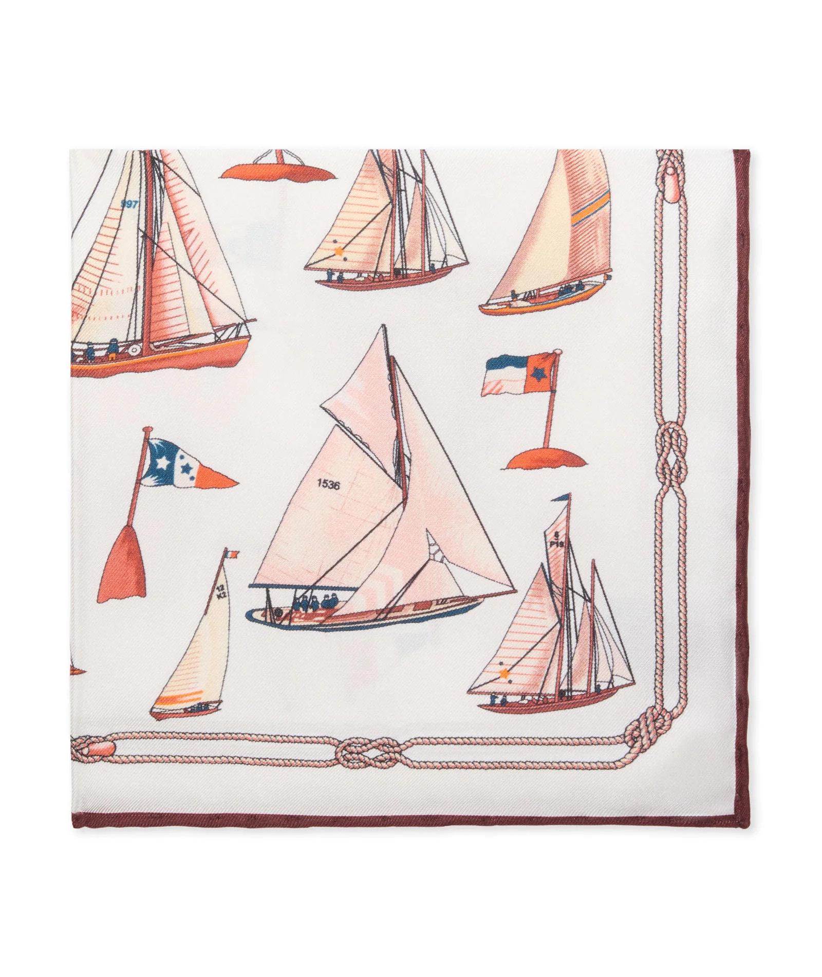 Pochette in twill di seta tema barca beige e rosa - Image 2