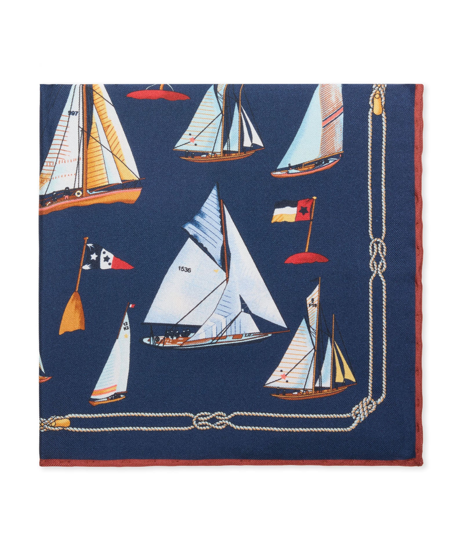 Pochette in twill di seta tema barca blu - Image 2