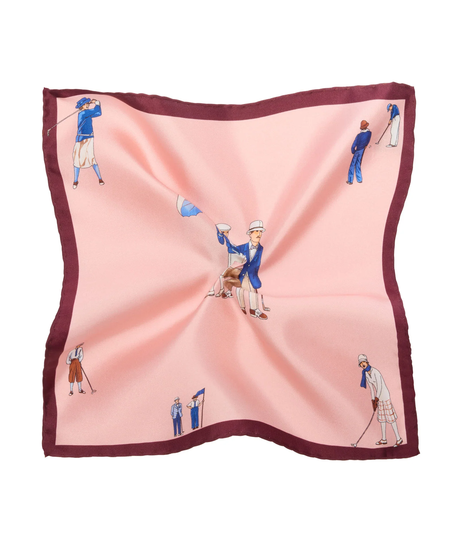Pochette in twill di seta tema golf rosa