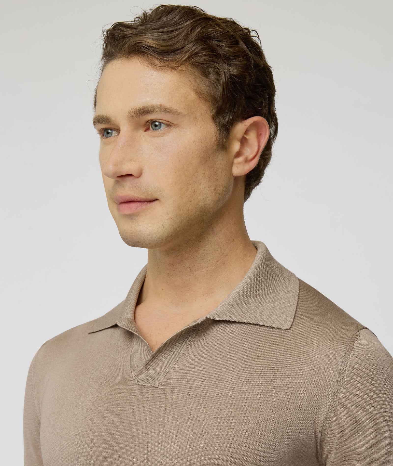 T-shirt beige in seta e cotone - Image 3