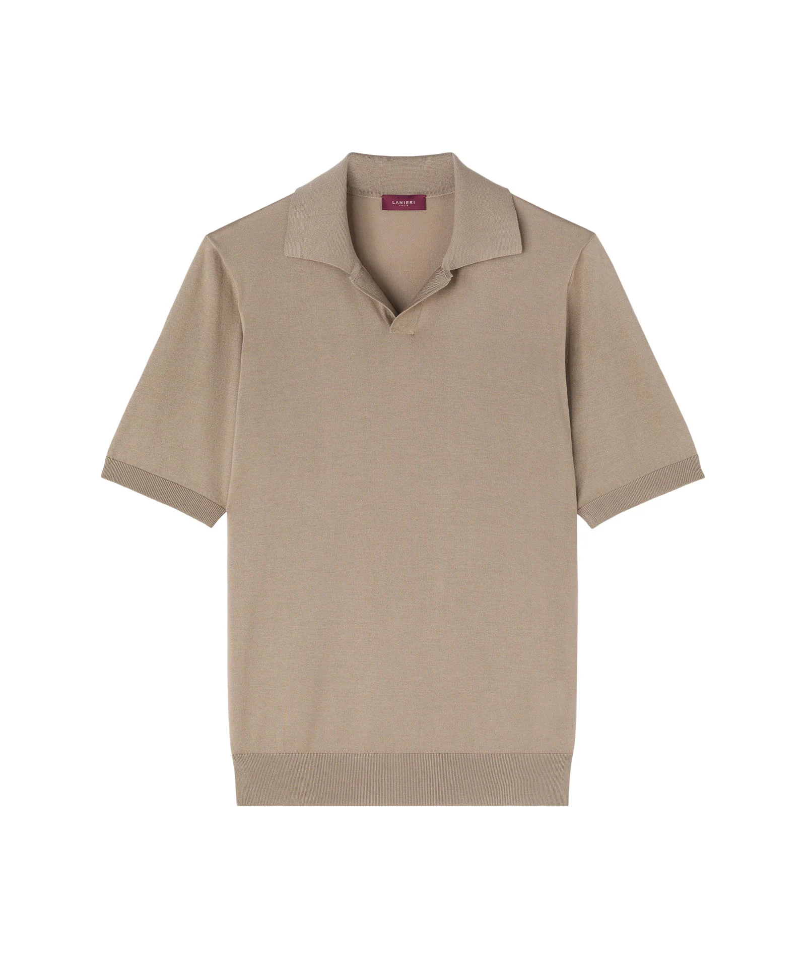 T-shirt beige in seta e cotone - Image 4