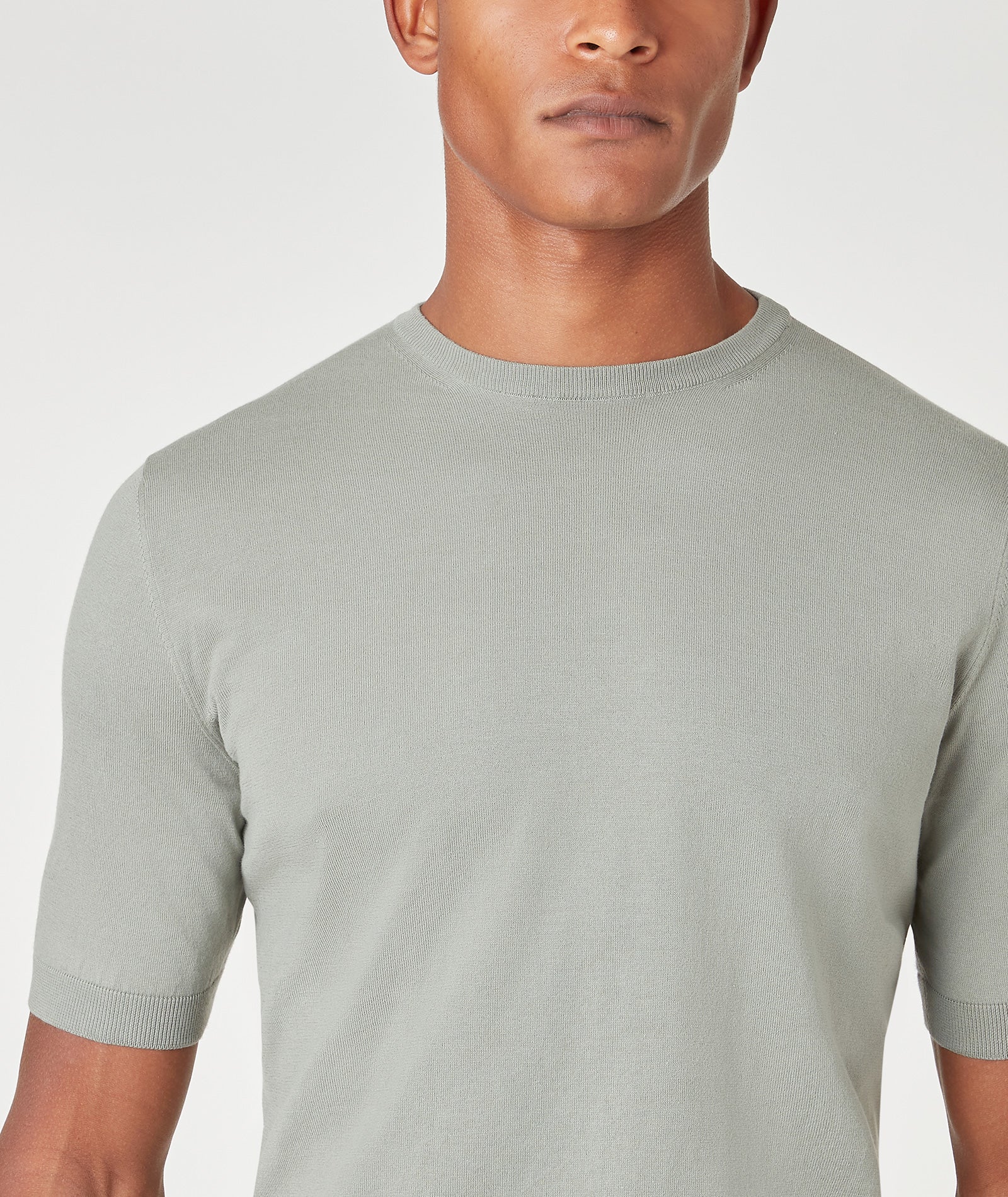 T-Shirt in maglia verde salvia di cotone - Image 4